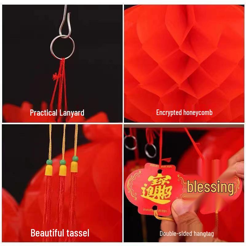Festive Red Honeycomb Lanterns - New Year & Spring Festival Decor