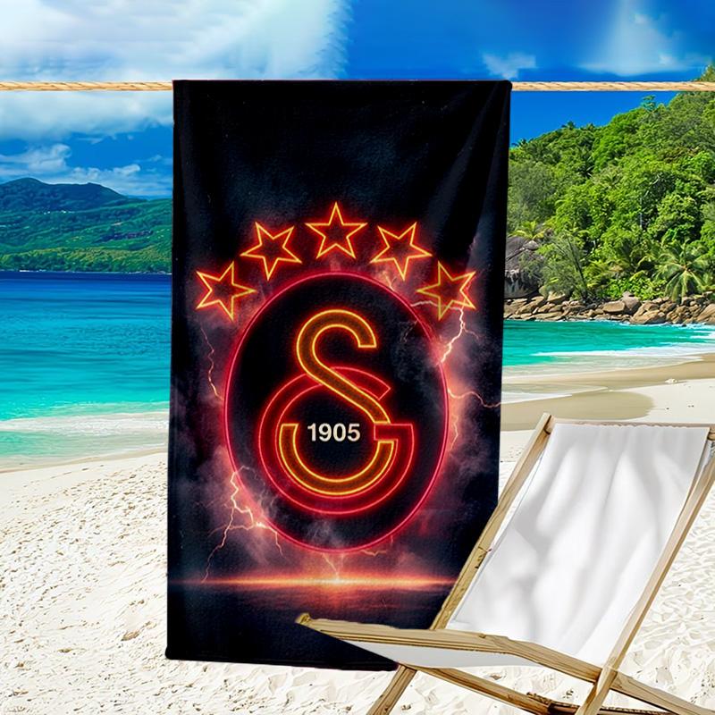 Asciugamano da Spiaggia in Microfibra con Stemma del Galatasaray Football Club, Leggero e Asciugatura Rapida, per Viaggi Estivi, Essenziale da Spiaggia, Piscina all'Aperto
