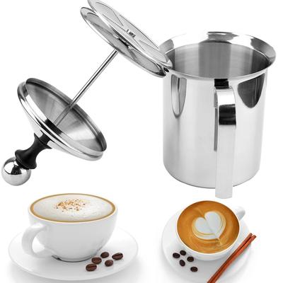 Küchengeräte Kaffeemixer Manueller Milchaufschäumer Milchschaumnetz Kaffeeschäumer Doppelnetz Milchkännchen 400/800ML Edelstahl