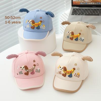 2026 Spring New Kids Baseball Cap 50-52cm 1-6 Years Cartoon Banana Dog Print Girls Sun Hats Visor Adjustable Boys Caps