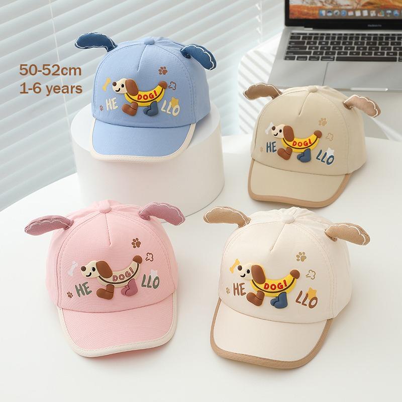 2026 Spring New Kids Baseball Cap 50-52cm 1-6 Years Cartoon Banana Dog Print Girls Sun Hats Visor Adjustable Boys Caps