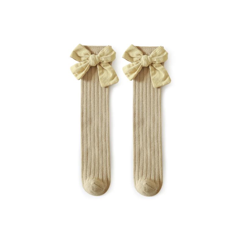 

Хлопковые носки выше колена с бантом в корейском стиле без пятки для маленьких девочек - весна и осень One Size - Sock Length 32cm жёлтый