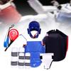 6 Pieces Taekwondo Protective Gear Set Crotch Protector with Shin Arm Guards 150 to 160cm Blue