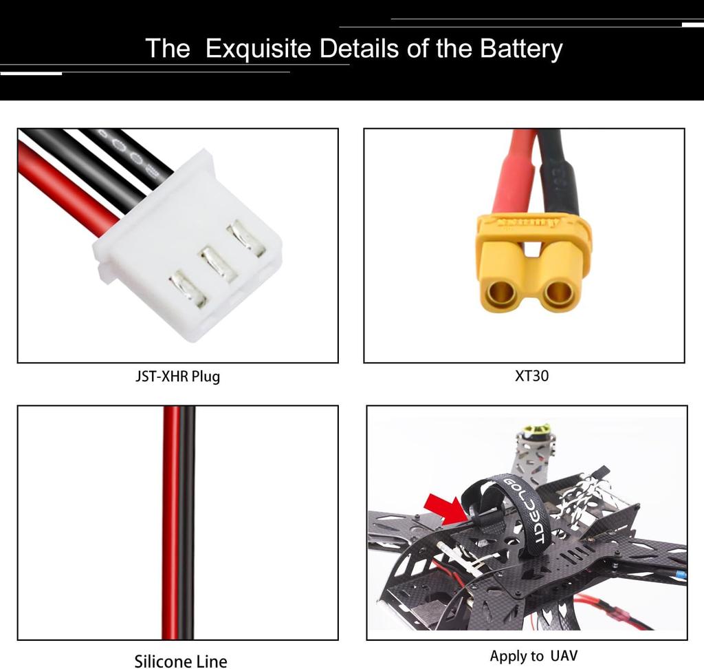 Lipo Battery 3S 11.1V 650mAh 80C with XT30 Connector – High Power for RC Models – Soft Case, Silicone Wire