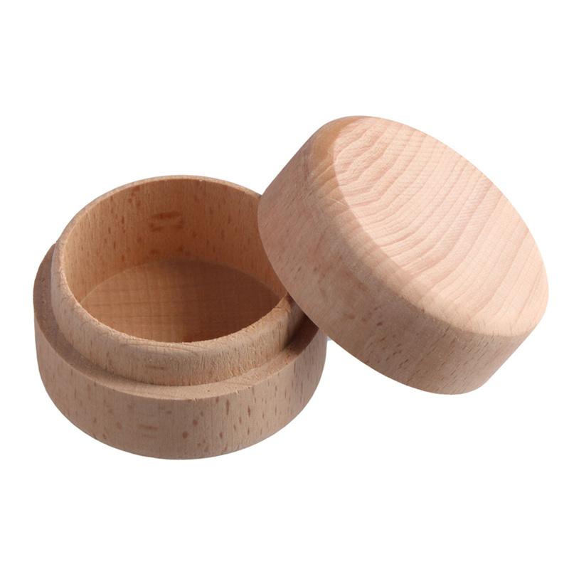 High Quality Round Wooden Wedding Ring Jewelry Trinket Box Wood Storage Container Case