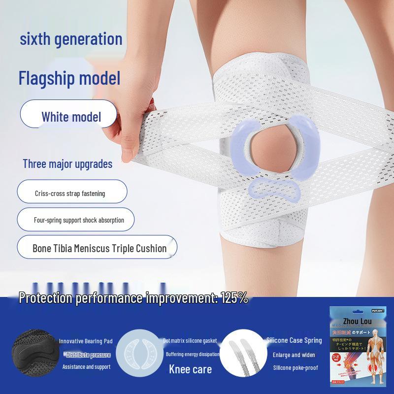 Japanese 6th Gen Breathable Knee Support: Lightweight Strap for Running, Cycling, Mountaineering, Meniscus and Patella Stability