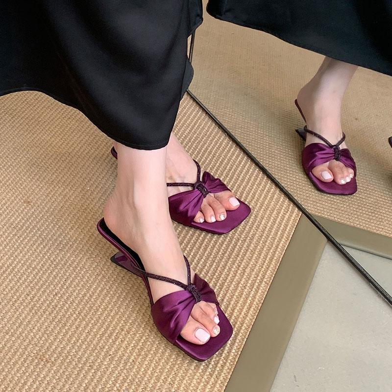 Fashion New Footwear Luxury Rhinestones Women Wedges Slippers Shoes Fashion Wedges Ladies Heeled Slippers Shoes Female Slides Sandals