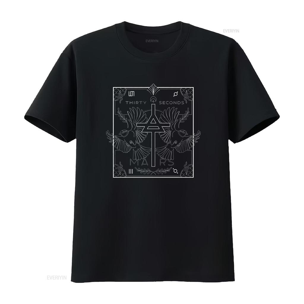 Gothic Line Art Seconds Mars Rock Band Phoenix Totem Print Casual Streetwear T Shirt vintage Washed Soft Slightly Versatile