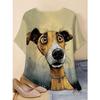Plus Size Tees Women's Short Sleeved 3D Printed Top Holiday Animal Pattern Weekend Basic V Neck T Shirt Summer