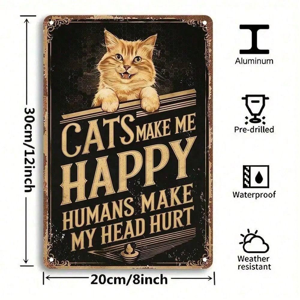 Vintage Cat Metal Poster Wall Art Retro Bar Decor