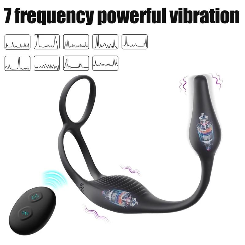 Vibrerande analplugg Butt Plug Fjärrkontroll Prostata Massager Anal Vibrator med Penisring Perineum Stimualtor Sexleksak för män Vuxen 18