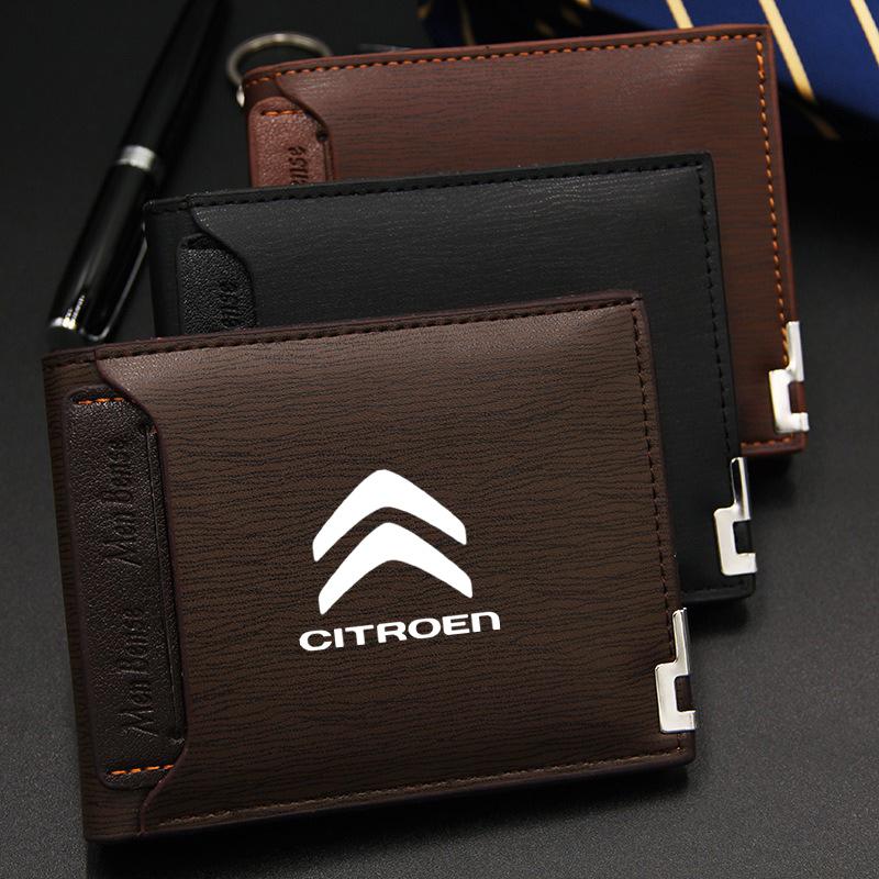 AGN4   Leather Credit Card Purse Portable Holder Car Logo Wallet For Citroen C3 C4 CACTUS C6 C8 C3-XR Picasso Grand DS3 DS5 Accessories
