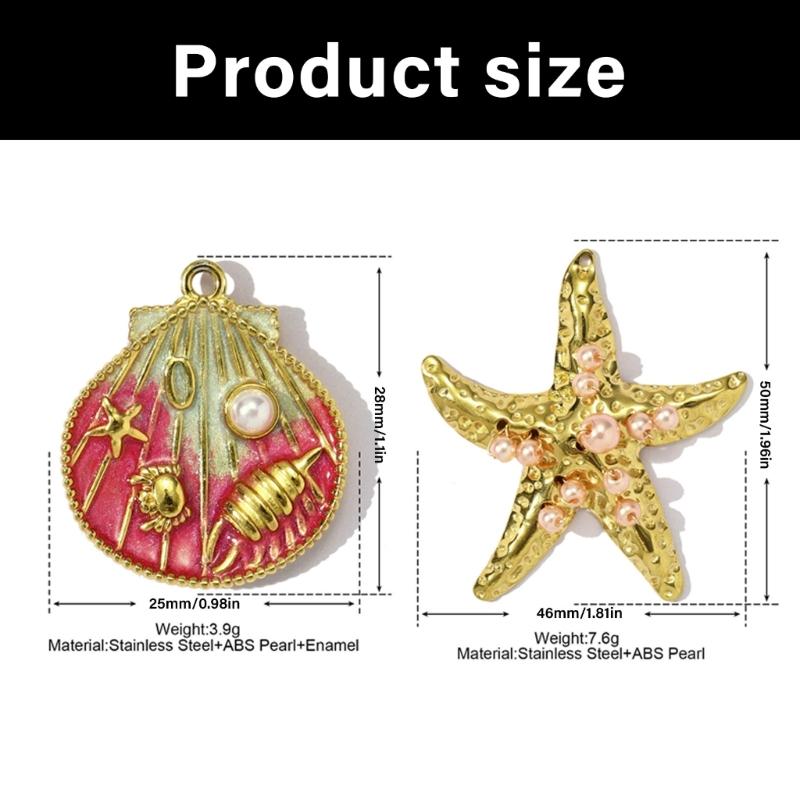 Creative Marine Jewelry Making Set with 3 Seashells Starfish Beads for Handmade Necklace Designs