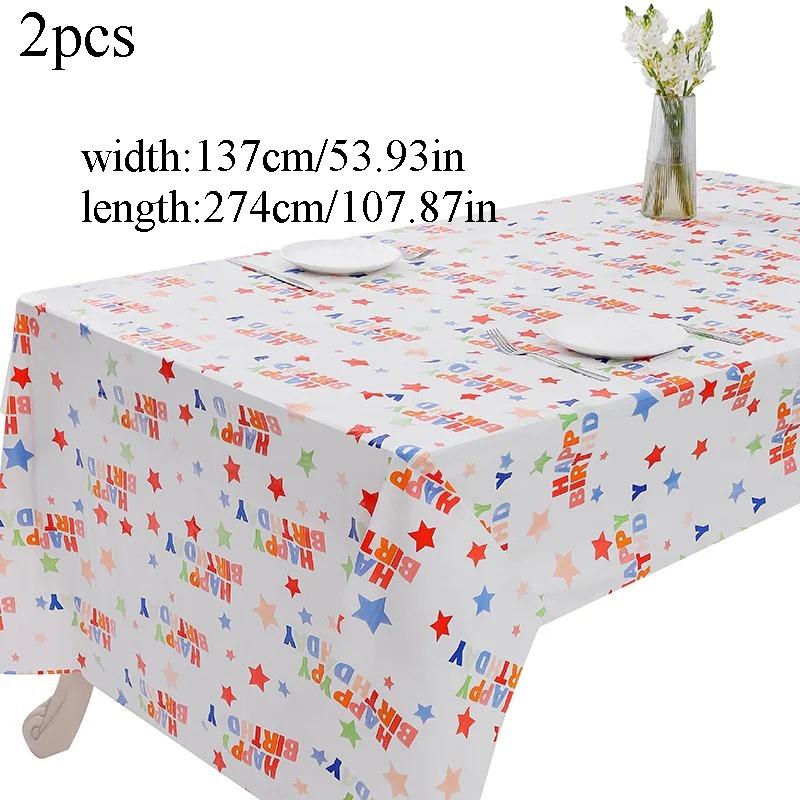 2pcs Disposable Plastic Tablecloth Rectangular Waterproof Oilproof for Birthday Party, Wedding, Picnic, Party Decorations