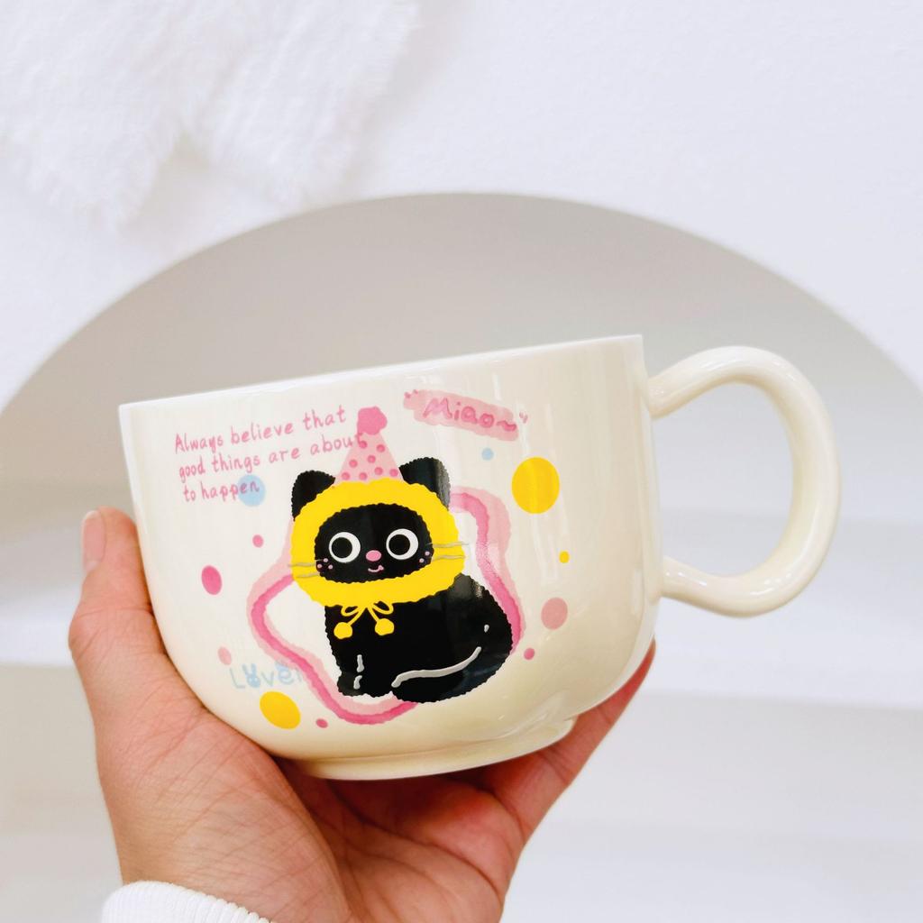 Apple Cat Red Souvenir Set Cartoon Cute Festive Ceramic Cup with Lid Spoon Mug Personalized Hand Cup