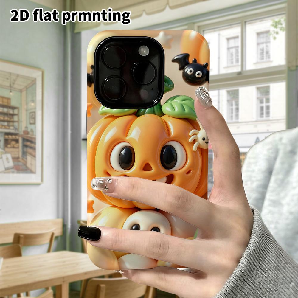 Phone Case: 2D flat design suitable for iPhone 18 17 16 15 14 13 Pro protective case, Halloween pumpkin, Christmas and Halloween perfect holiday gift