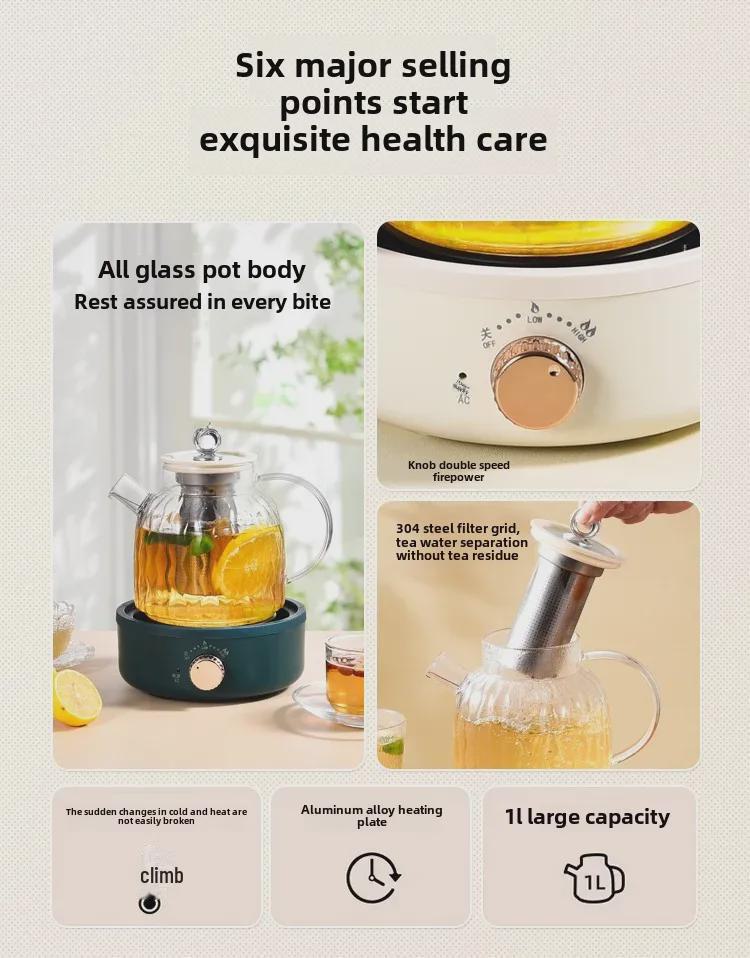 Multifunctional Glass Teapot: Home & Office Tea Maker Kettle (110V) - Perfect Gift