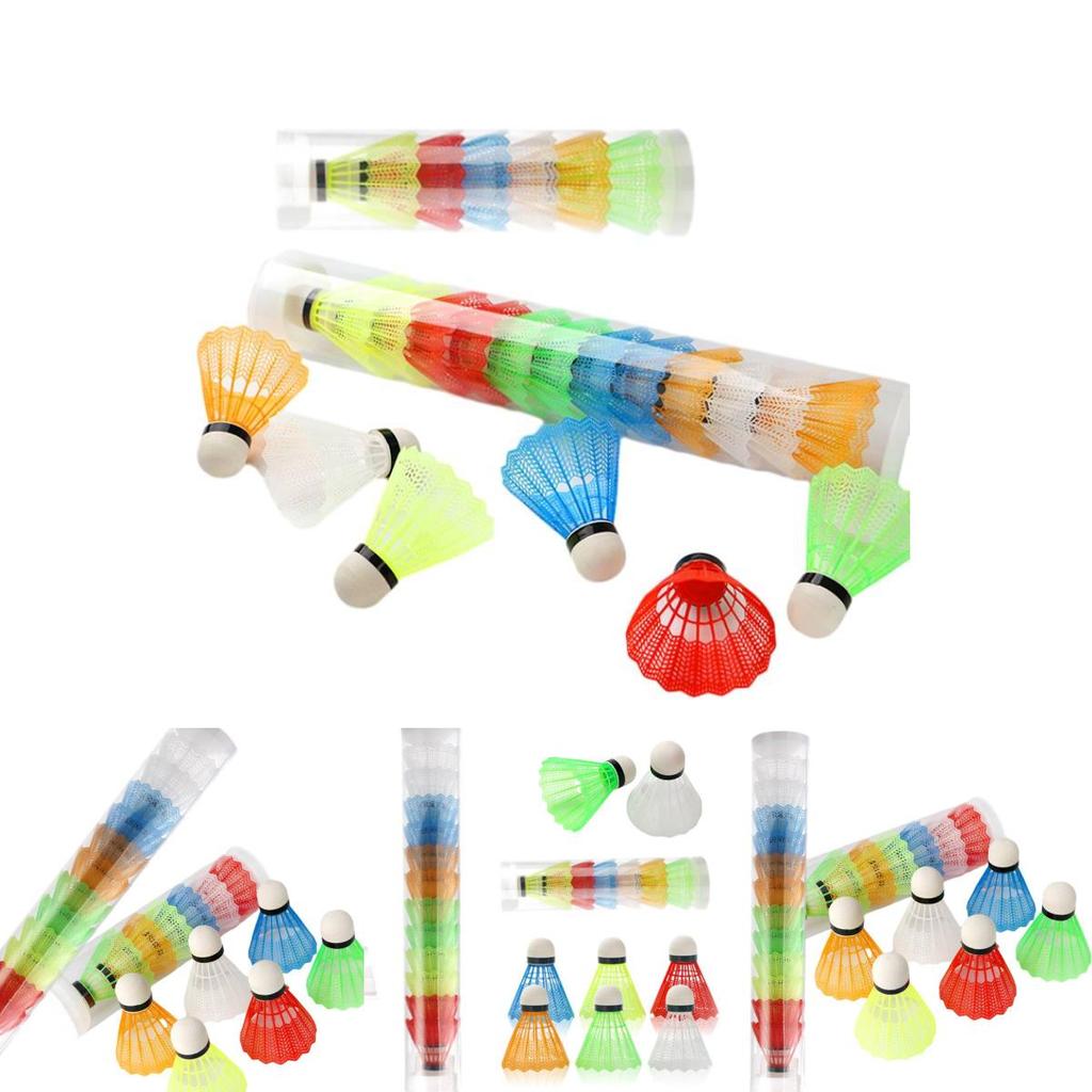 Jenorway Bunte Plastik-Badmintonbälle im Eimer Ideal für Kinder Schaumstoffballköpfe Vollrund Federstil