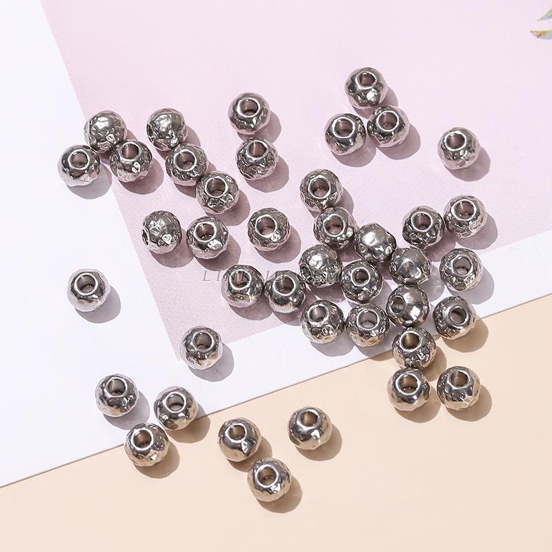Jingde Stainless Steel Hammer Bamboo Tube Spacer Beads & O Buckle DIY Jewelry Accessories.