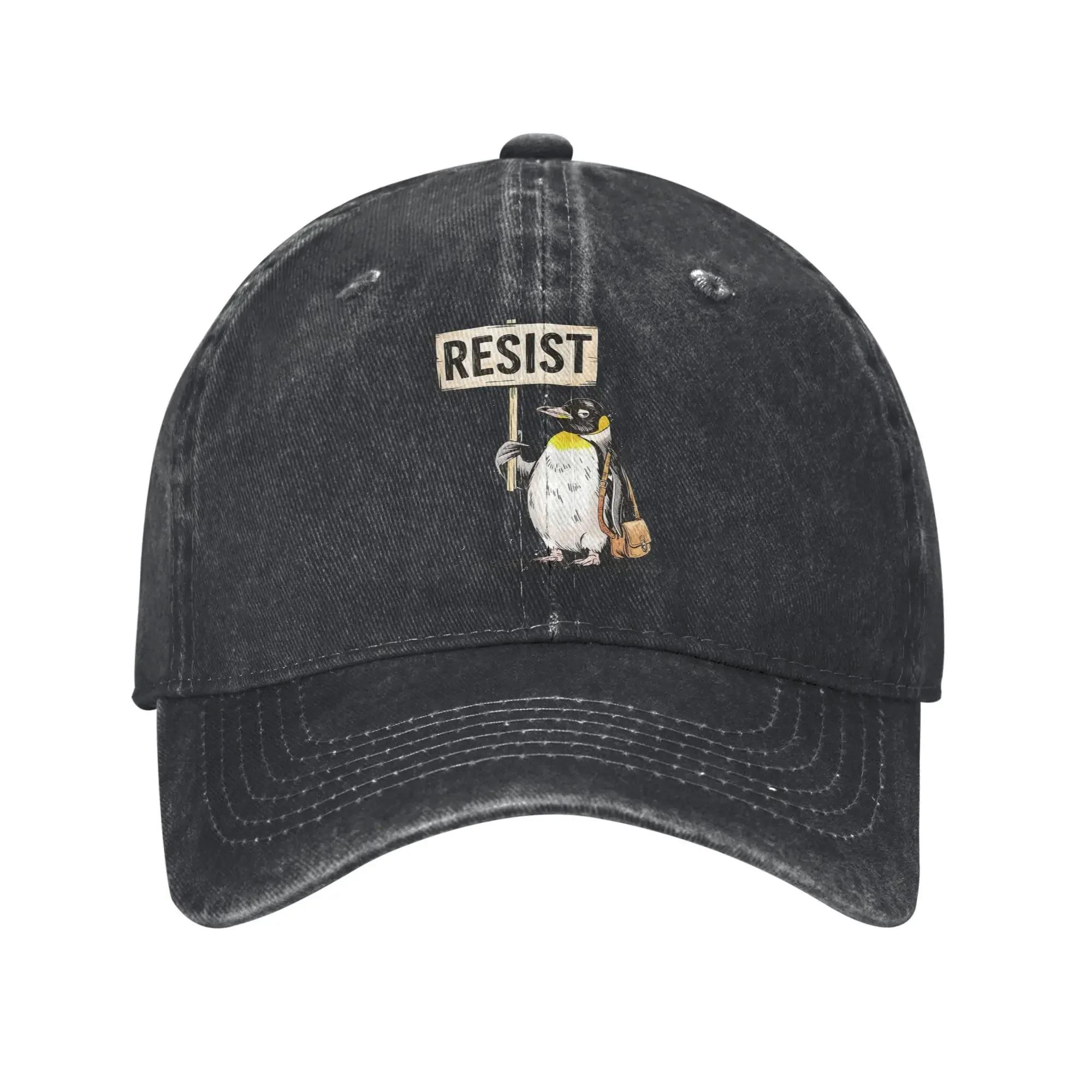 

Кепки с принтом Resist Penguins Anti Tariff для мужчин и женщин, хлопковая кепка тракера для повседневной носки, бейсболка, регулируемая Adjustable