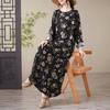 Summer Vintage Floral Linen Maxi Dress Long Loose Style Plus Size Women Lady Dress
