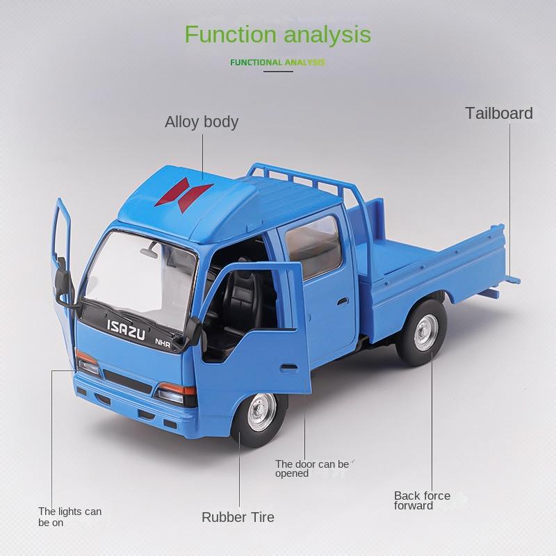 Model de mașină 1/32 pentru camion ușor Isuzu Model de metal turnat sub presiune Simulare de inginerie Vehicul de transport, camion de turnare
