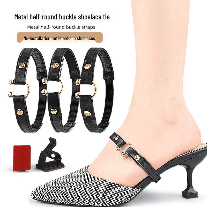 Lazy Person's No-Install High Heel Anti-Slip Elastic Strap for Women with Semi-Circular Buckle