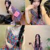 Korean Rainbow Plaid Suspender Dress - Women's Summer Sweet Loose Fit