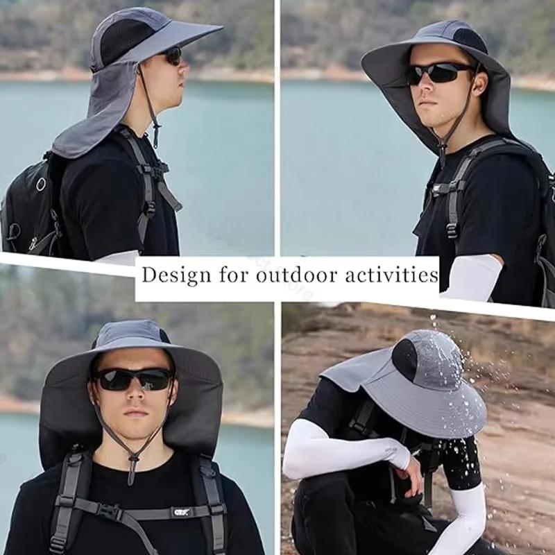 1/2/4PCS Summer Waterproof Fisherman HatOutdoor Hiking Fishing Sun Protection Hat Cycling Big Eave Neck Protection Sun Hat