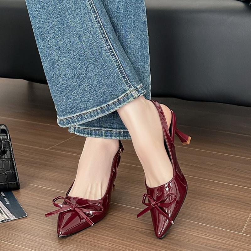 Sexy Pointed Toe Sling Back Pumps Women 2026 Summer Patent Leather Thin High Heels Shoes Woman Classic Solid Office Shoes
