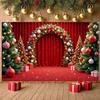 Christmas Ornament Festive Holiday Backdrop Winter Banner Red Theme Christmas Banner For Xmas Celebration Photo Shoot Indoor