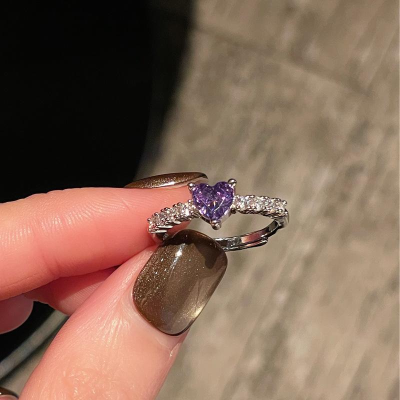 Light Luxury High-End Love Color Treasure Series Zir*****Pen Ring Niche Full Of Diamonds Personality Exquisite Elegant Ring Woman
