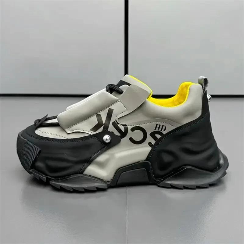 Platform Sneakers for Mens Fashion Designer Casual Leather Shoes for Man Chunky Height Increased Mens Sneakers Zapatillas Hombre