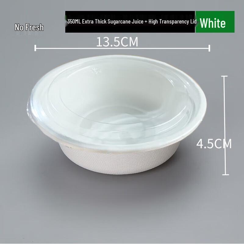 Miaojie 350ml Einwegschalen aus Zuckerrohrzellstoff mit PET-Deckeln