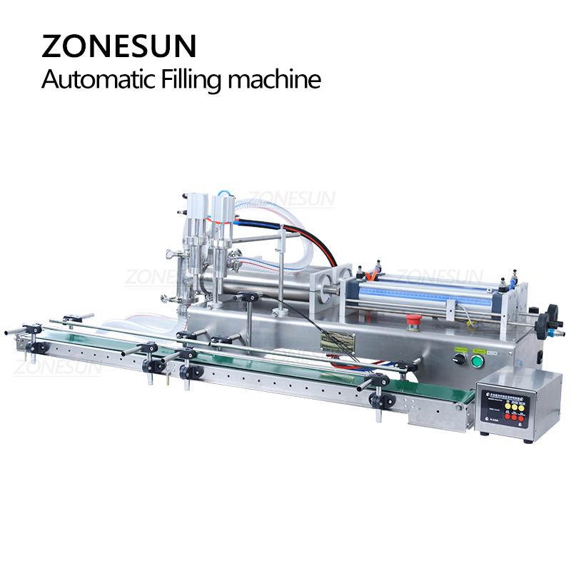 ZONESUN ZS-DTYT2L Automatic Pneumatic 2 Heads Liquid Filling Machine For Digital Control Juice Beverage Bottle Filler