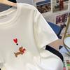 Foreign Style Heavy Cartoon Embroidery Short-sleeved T-shirt Women's Summer New High-end Water Soft Cotton Loose Half-sleeved Top