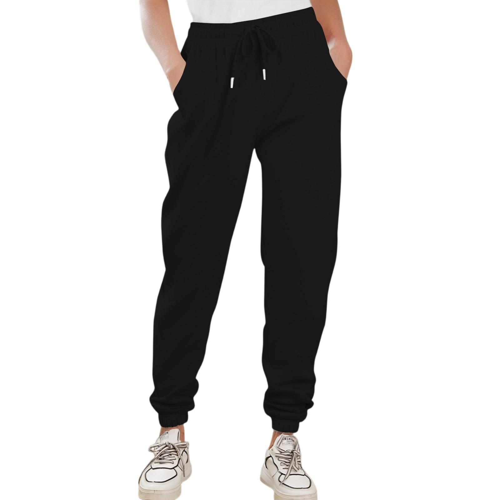 

Спортивные брюки-карго для женщин, спортивные, однотонные, с карманом на шнурке, повседневные спортивные брюки L чёрный