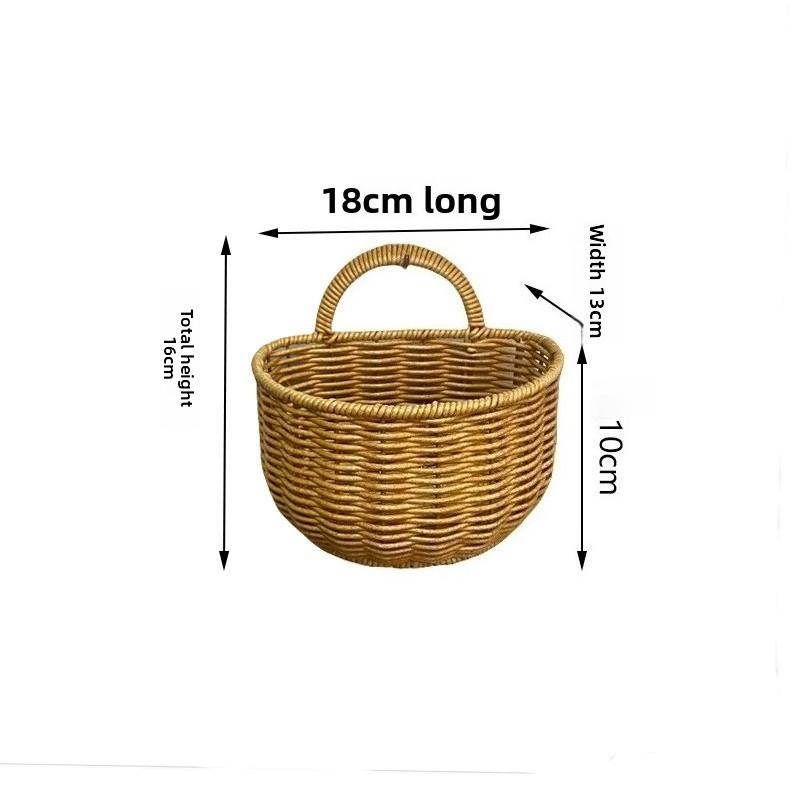 Handwoven Rattan Wall Hanging Basket - Wicker Storage Organizer for Kitchen, Bathroom & Home, Hanging Fruit Basket with Handle