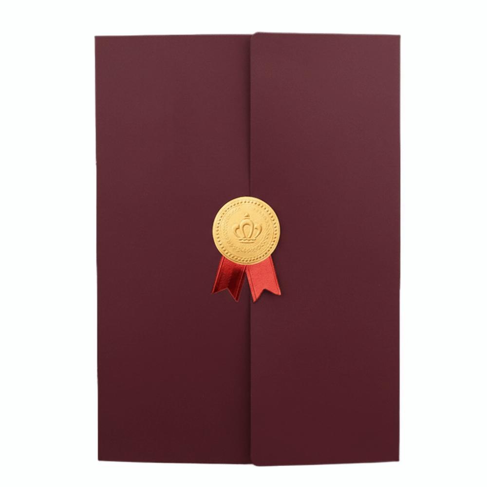 Graduation A4 Award Certificate Holder Three-fold Page Paper Envelope Document Folder Exquisite Gilding Process File Page Folder красный