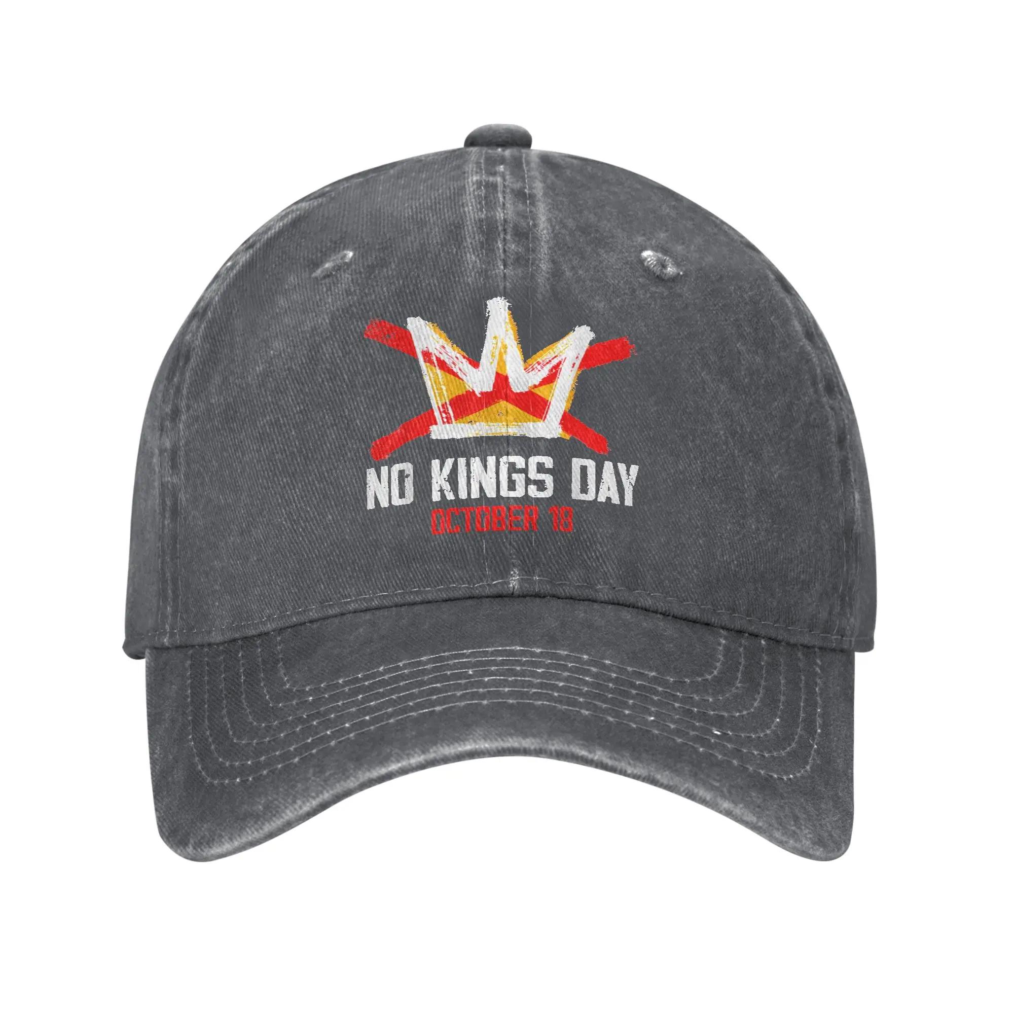 

No Kings Day October 18 2025 Baseball Caps Unisex Distressed Denim Washed Snapback Cap Rejecting King Outdoor Workouts Soft Hats Adjustable