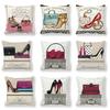 Painted Design High Heel Shoe Collection Digital Printing Short Plush Pillow Covers For Car Sofa Office Cushion Cover Home Goods