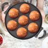7 Holes Iron Cupcake Pan Portable Round Kitchen Baking Bakeware Premium Cast Iron PanRound Home Kitchen Non Stick Baking Tools