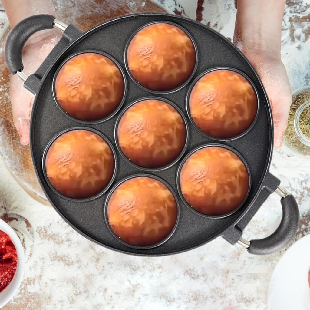 7 Holes Iron Cupcake Pan Portable Round Kitchen Baking Bakeware Premium Cast Iron PanRound Home Kitchen Non Stick Baking Tools