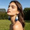 Earrings Multi-layered Fringe Earrings Creative Red, White, and Blue Flag-Colored Pendant Earrings 4th of July Independence Day Gift for Women