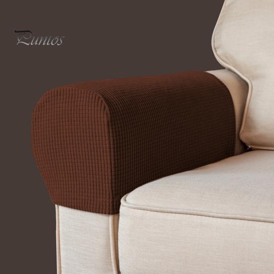 Sofa Arm Cushion Covers 2 Pcs Cover Elastic Thickened Dirt-resistant Solid Color Set Soft Fabric Anti-Slip Couch Armrest Protectors Recliner