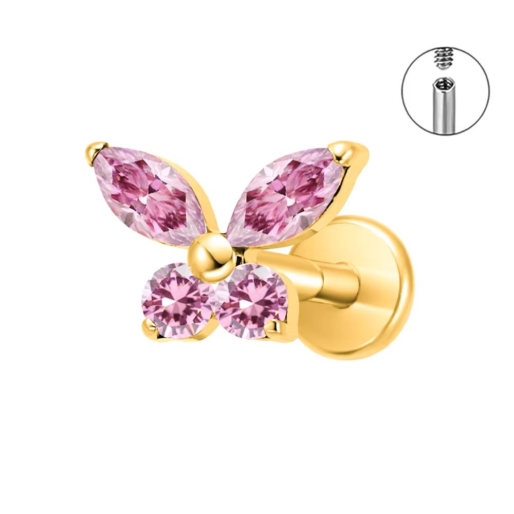 PUTITUP Official F136 High-Quality Titanium Alloy Zirconia Stud Earring Set Fashion Ear Cartilage Lip Stud Body Piercing Jewelry