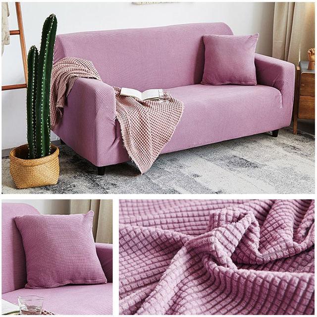 Autumn Winter Sofa Cover Thickened Warm Solid Color Elastic Plaid Living Room Corner Sofa Cover Furniture Protective Cover