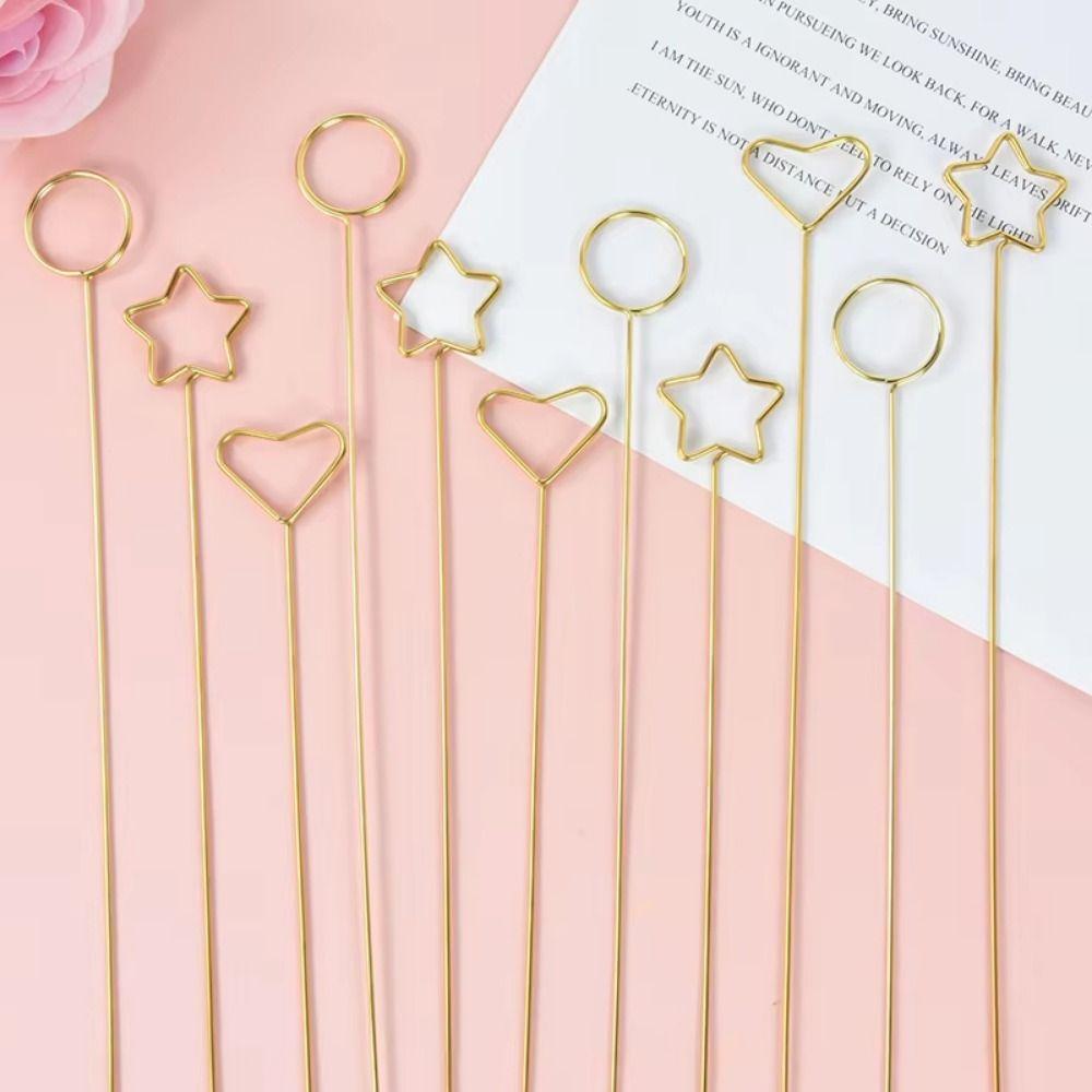 30/60pcs Creative Metal Card Holder DIY Memo Clip Holders Ring Loop Floral Pick  Desktop Decor