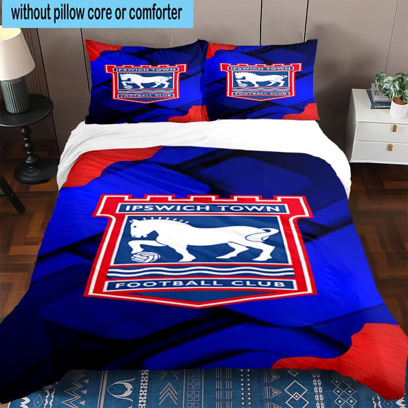 Set Biancheria da Letto con Stemma FC Ipswich 3 Pezzi, Include 1 Copripiumino e 2 Federe Perfetto per Camera da Letto, Dormitorio, Regalo di Natale per Fan
