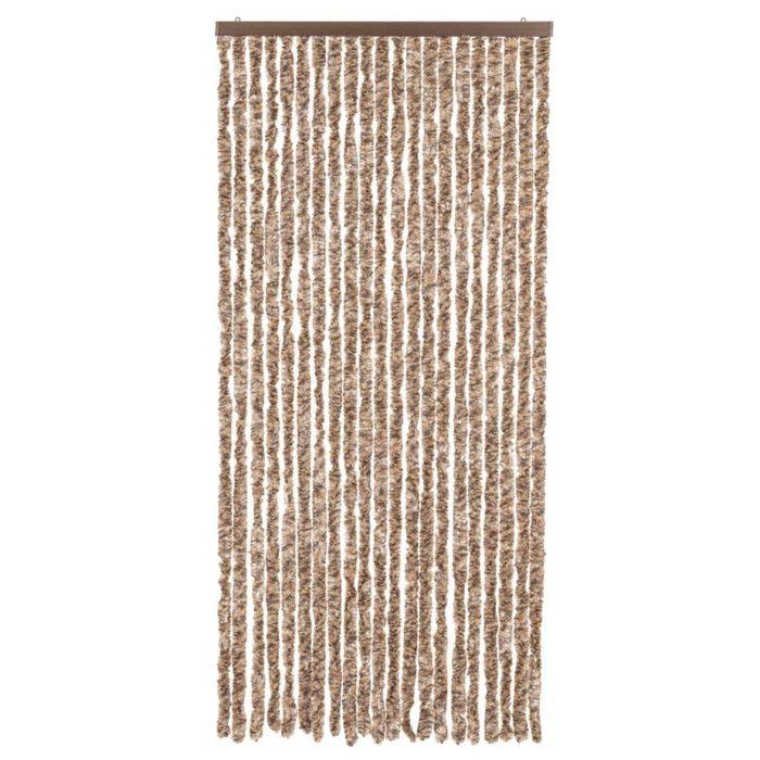 VidaXL Fly Curtain, Insect Screen with Hook, Adjustable Length and Width Door Curtain, Beige and Brown 377321